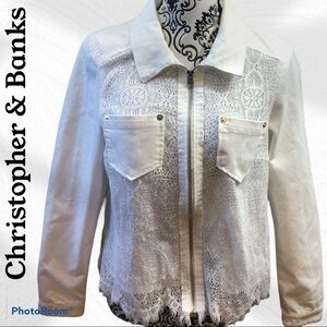 Christopher & BANKS White jacket w/lace details